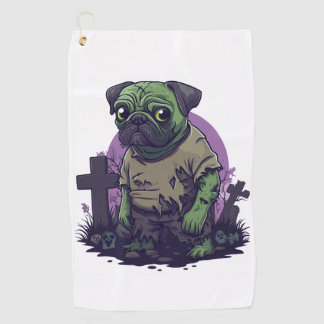 Zombie Pug � Undead Funny Halloween Dog Golf Towel