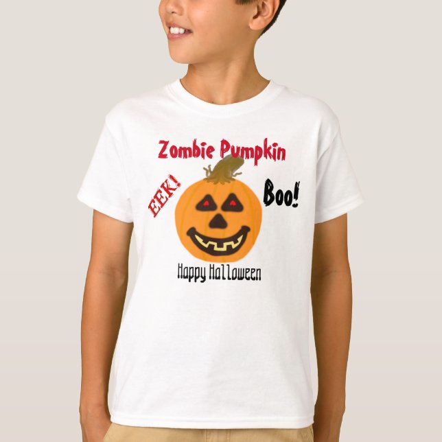 Zombie Pumpkin Halloween Boo T-Shirt (Front)