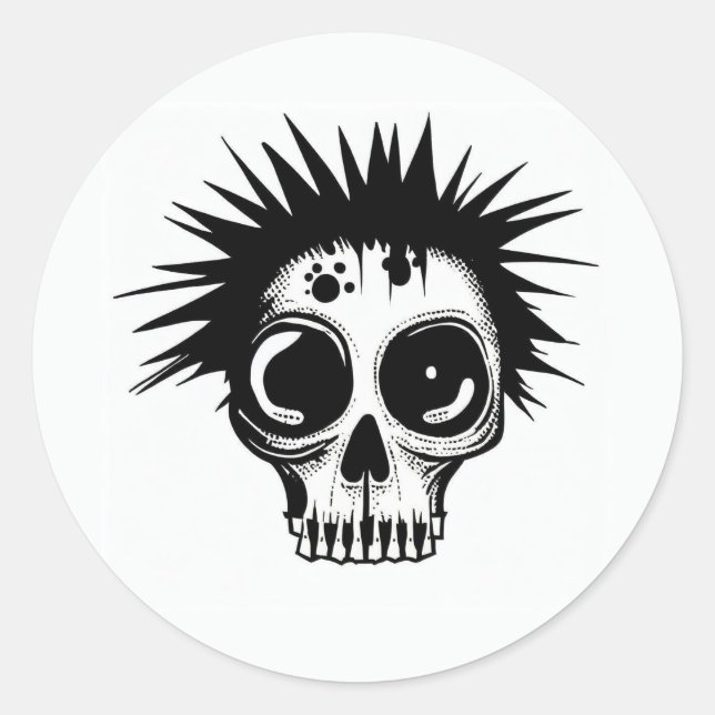 'ZOMBIE PUNK SKULL' Sticker (Front)