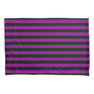 Zombie Purple and Black Horizontal Witch Stripes Pillowcase
