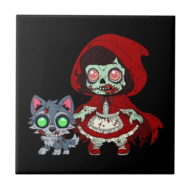 Zombie Red Riding Hood Ceramic Tile (Front)