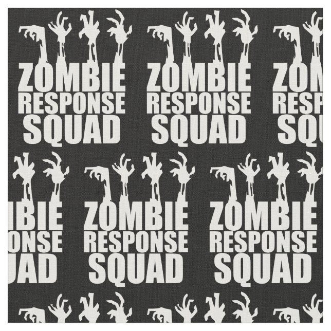 Zombie Response Squad Scary Hands Black White Fabric (Close Up)