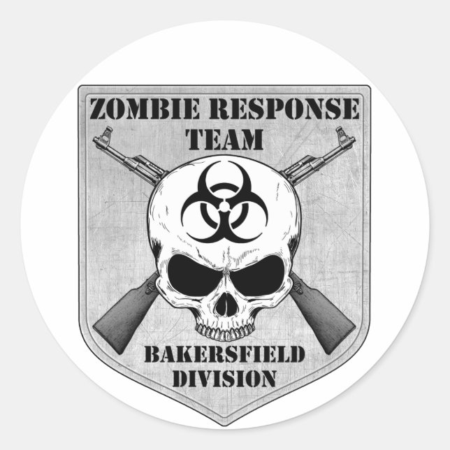 Zombie Response Team: Bakersfield Division Classic Round Sticker (Front)