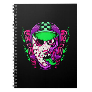 Zombie Rider Neon Horror Biker Design Notebook