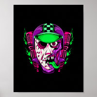 Zombie Rider Neon Horror Biker Design