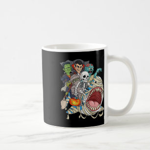 Zombie Riding Mummy Shark Vampire Halloween Pumpki Coffee Mug