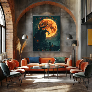 Zombie Rising Halloween with Full Moon & Graveyard Poster