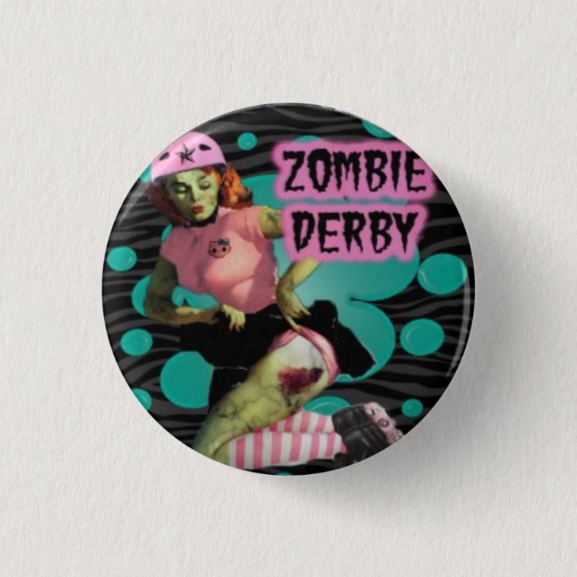Zombie Roller Derby Girl 3 Cm Round Badge (Front)