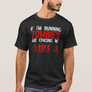 Zombie Running Design For Men Women Halloween Funn T-Shirt