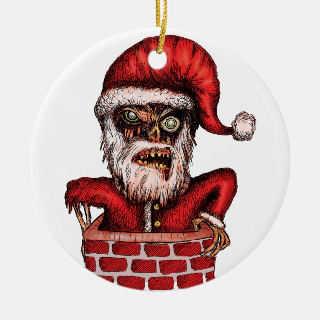 Zombie Santa Ceramic Tree Decoration (Front)