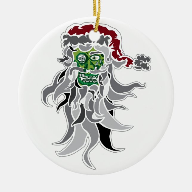Zombie Santa Claus Ceramic Tree Decoration (Front)