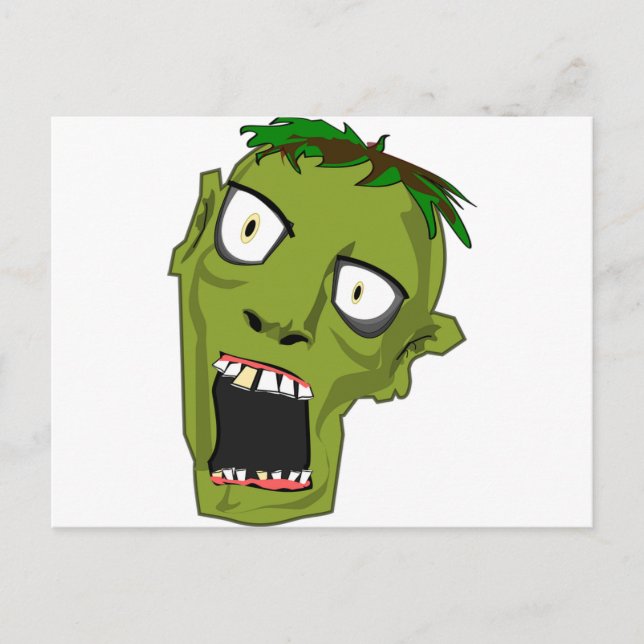 Zombie Scary Dead Halloween Face Cartoon Postcard (Front)