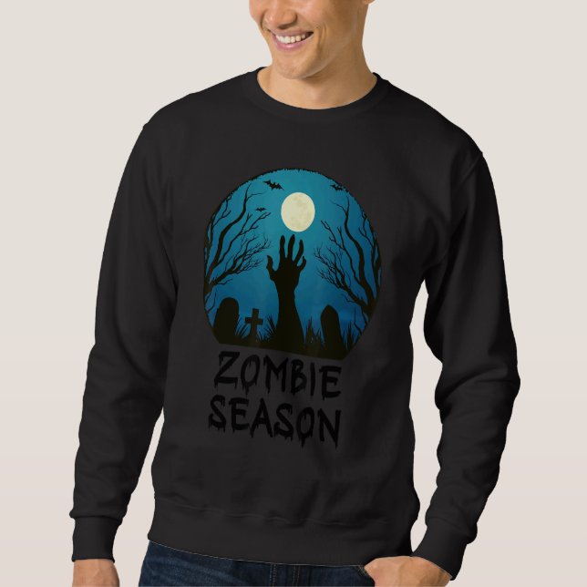 Zombie Season Moonlit Graveyard  Scary Kids Boys A Sweatshirt (Front)