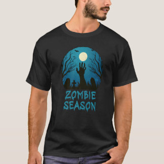 Zombie Season Moonlit Graveyard Scary Kids Boys Ad T-Shirt