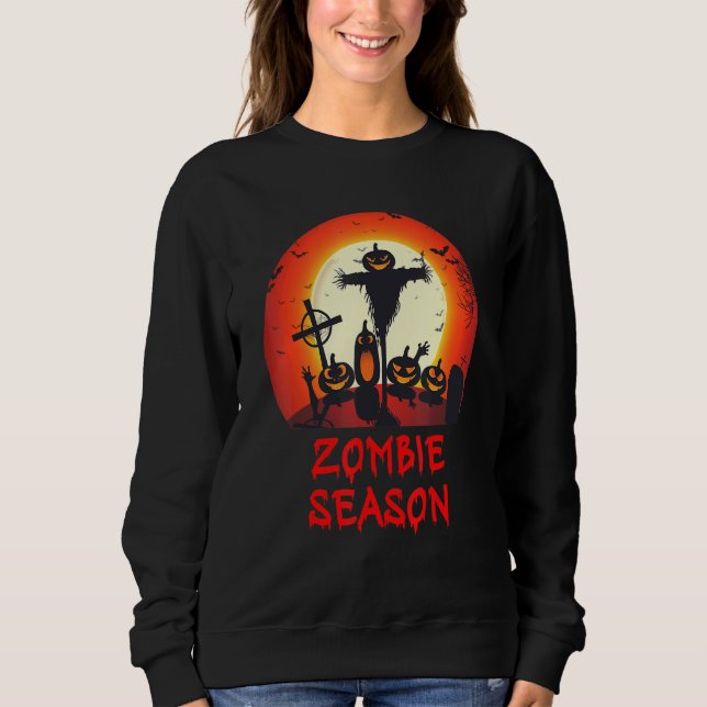 Zombie Season Moonlit Scary Graveyard   Kids Boys  Sweatshirt (Front)