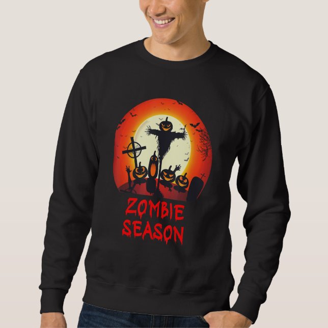 Zombie Season Moonlit Scary Graveyard   Kids Boys  Sweatshirt (Front)