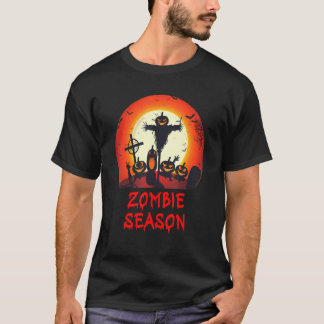 Zombie Season Moonlit Scary Graveyard Kids Boys T-Shirt