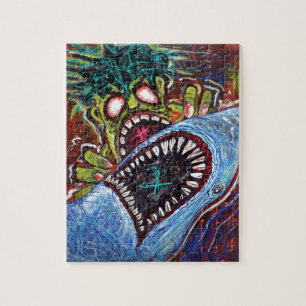 Zombie Shark Fight Jigsaw Puzzle