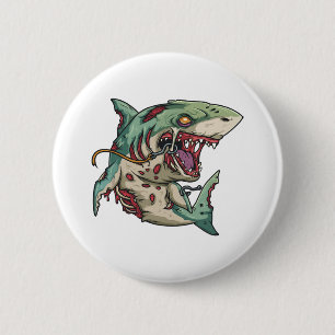 Zombie Shark Halloween Party Outfit Gift For Surfe 6 Cm Round Badge