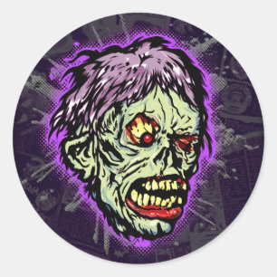 Zombie Shock! Vintage 1960s Monster Mask Horror Classic Round Sticker