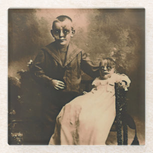 Zombie Siblings  Glass Coaster