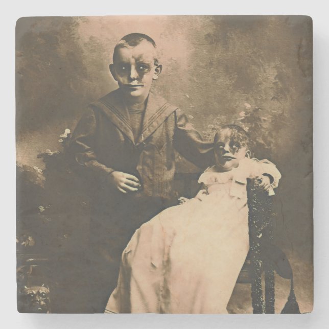 Zombie Siblings  Stone Coaster (Front)