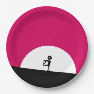 Zombie Silhouette with Full Moon Paper Plate