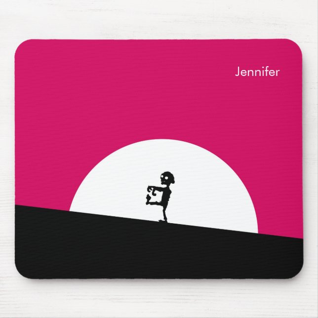 Zombie Silhouette with Full Moon Personalised Mouse Pad (Front)