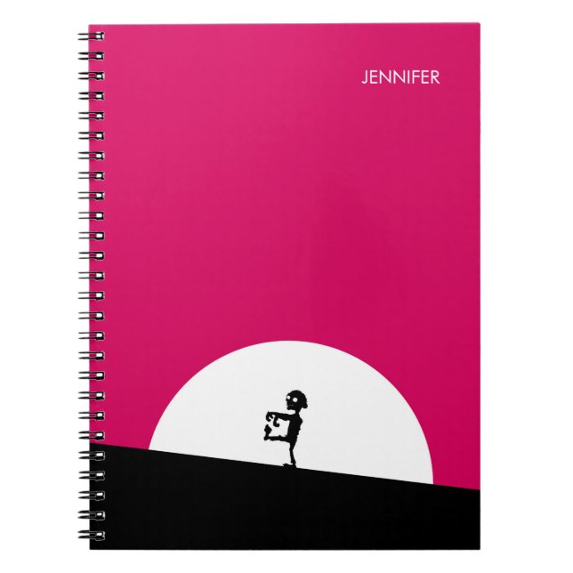 Zombie Silhouette with Full Moon Personalised Notebook (Front)