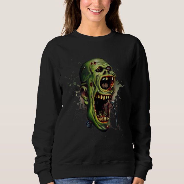 Zombie  Singing Microphone Metal Rock Music Horror Sweatshirt (Front)