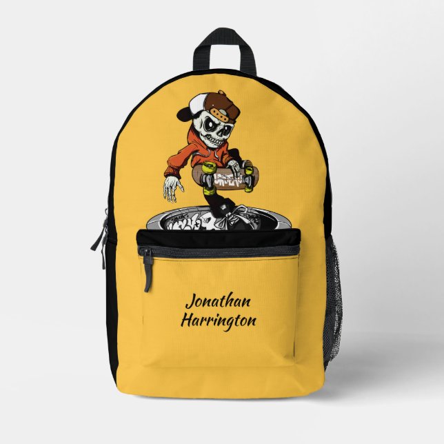 Zombie Skater custom name Printed Backpack (Front)
