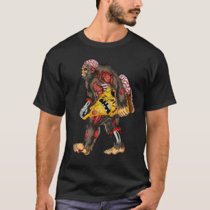 Zombie Skeleton Bigfoot Pizza Lovers Pepperoni T-Shirt