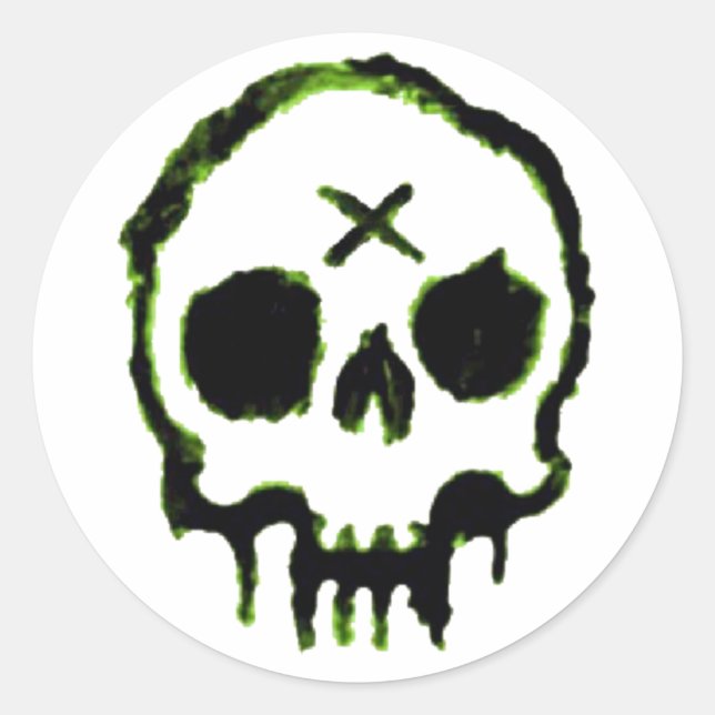 Zombie Skull Classic Round Sticker (Front)