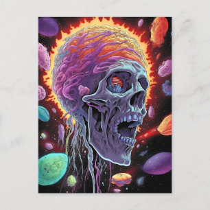Zombie Skull Creature Sci-fi Horror Art Postcard