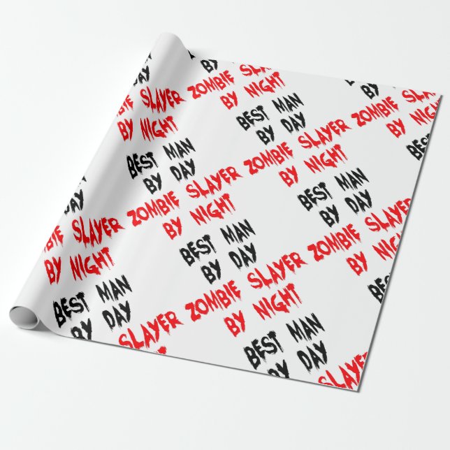 Zombie Slayer Best Man Wrapping Paper (Unrolled)