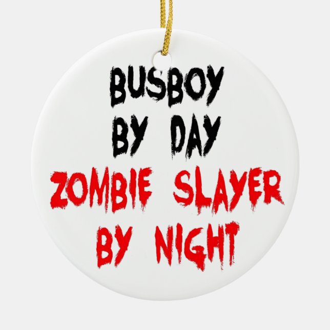 Zombie Slayer Busboy Ceramic Tree Decoration (Front)