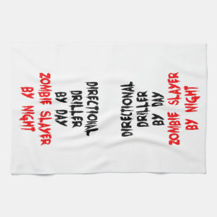 Zombie Slayer Directional Driller Tea Towel