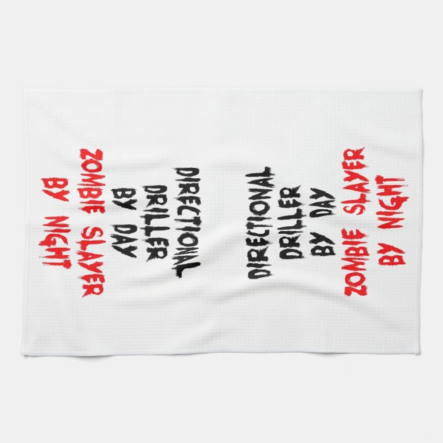 Zombie Slayer Directional Driller Tea Towel (Horizontal)