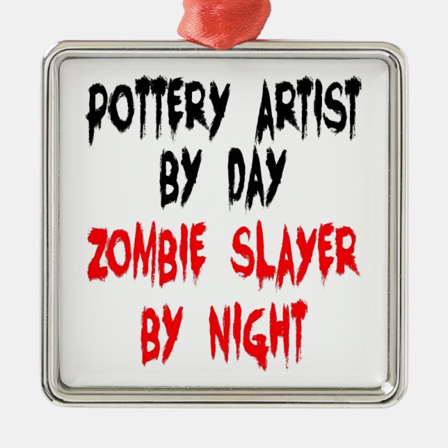 Zombie Slayer Pottery Artist Metal Tree Decoration (Front)