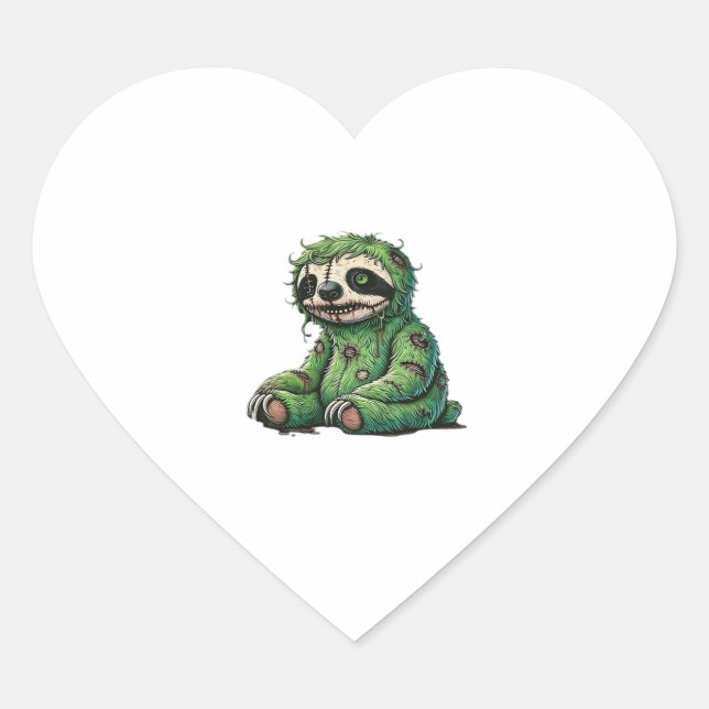 Zombie Sloth Halloween Zombie Sloth Zombie Lover C Heart Sticker (Front)
