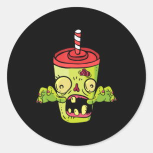 Zombie Soda Cup Halloween Monster Retro Horror Classic Round Sticker
