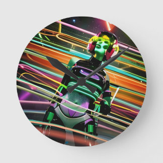 Zombie Space Disco Round Clock