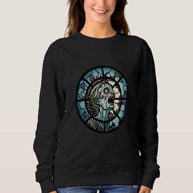 Zombie Stained Glass Headshot Sweatshirt (Front)