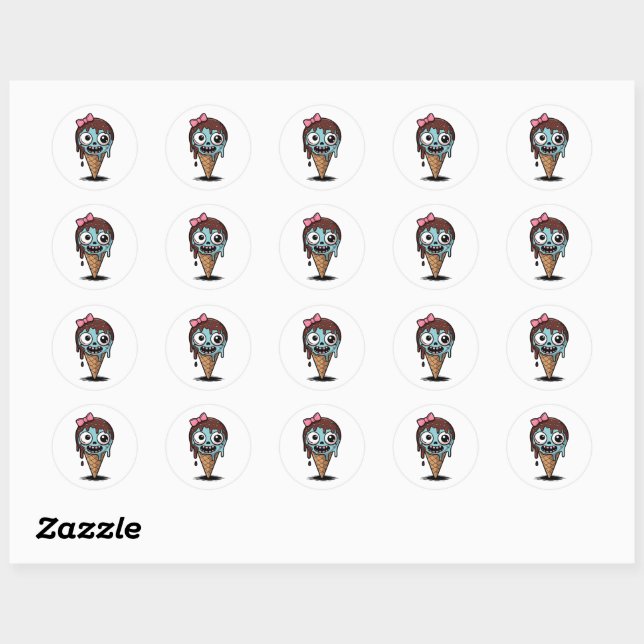 Zombie Stickers, Funny Ice Cream Stickers (Sheet)