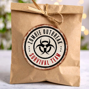 Zombie survival team classic round sticker