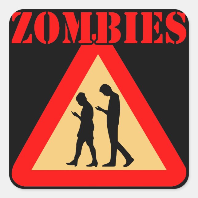 Zombie Teens With Cell Phones Square Sticker (Front)