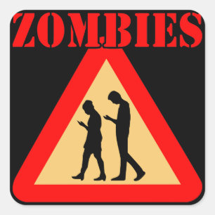 Zombie Teens With Cell Phones Square Sticker