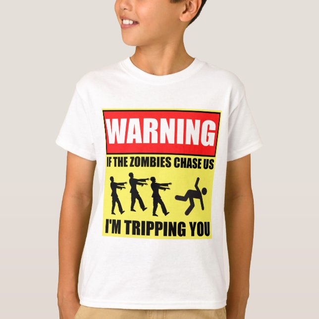 Zombie Trip Warning Sign T-Shirt (Front)