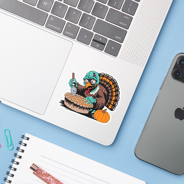 Zombie Turkey Wants Pumpkin Pie (Laptop w/ iPhone)