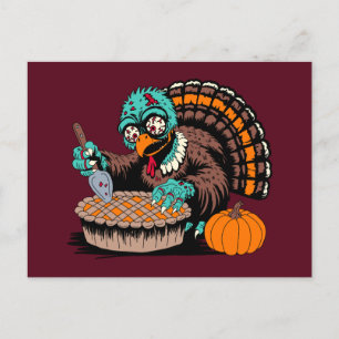 Zombie Turkey Wants Pumpkin Pie Postcard
